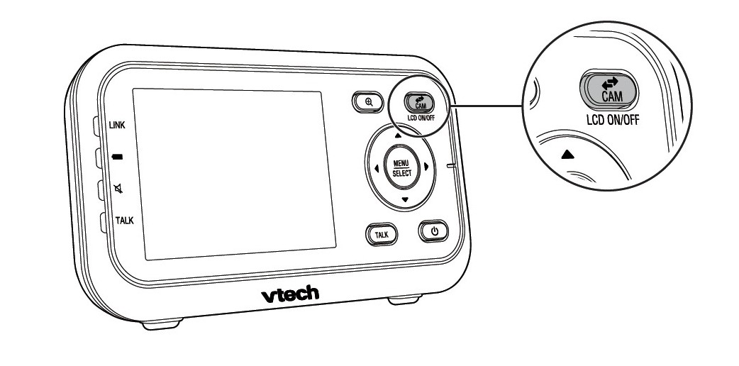 Turn on or off the parent unit screen LM9171B VTech